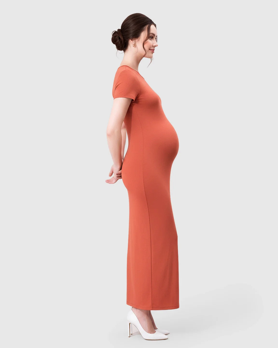 Bump Society – The Comfort Collection: Side-Slit Bodycon Maternity Maxi Dress