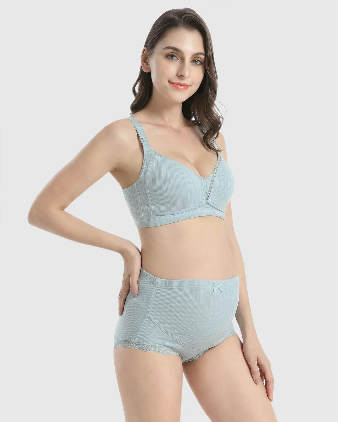 Bump Society – The Nursing Collection: Wire-Free Breathable High-Waist Maternity Nursing Bra & Panty Set