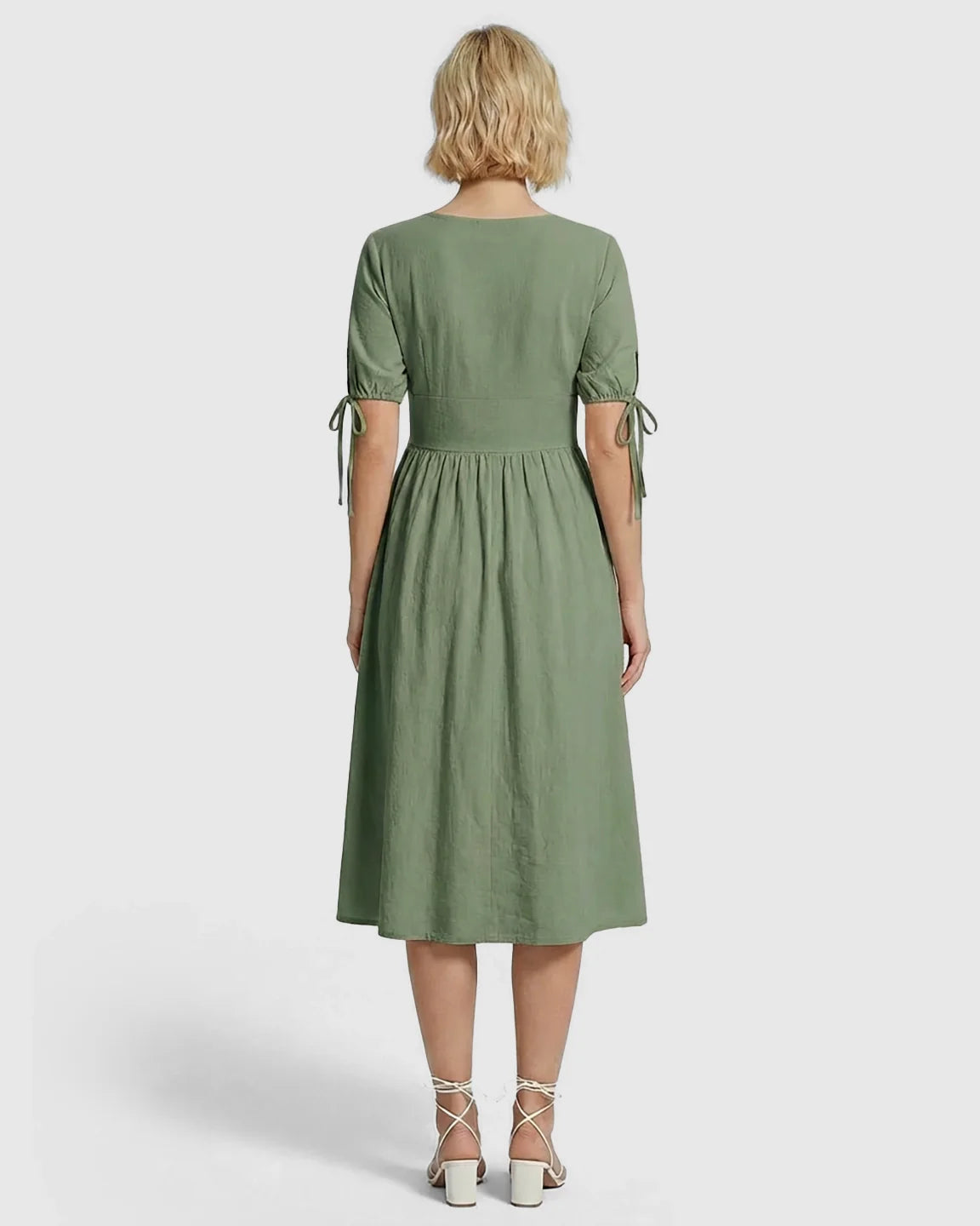 Bump Society – The Comfort Collection: Tie Sleeve A-Line Maternity Midi Dress