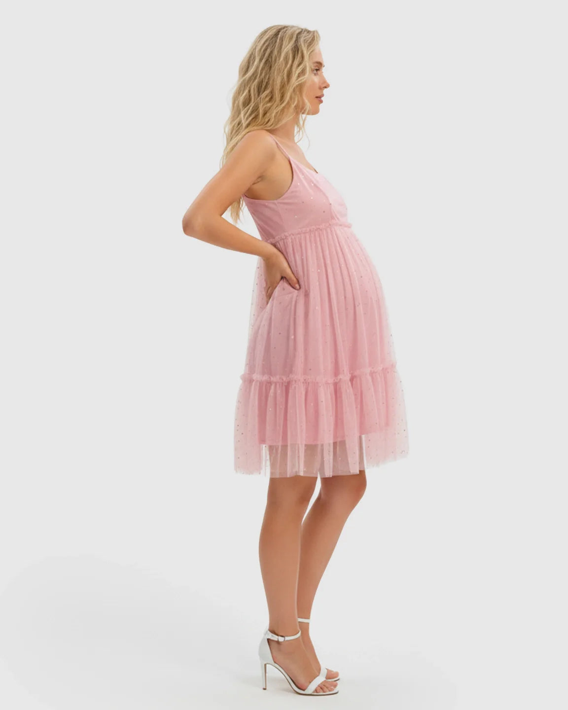 Bump Society – The Comfort Collection: Spaghetti Strap Tulle Cake Skirt Maternity Dress