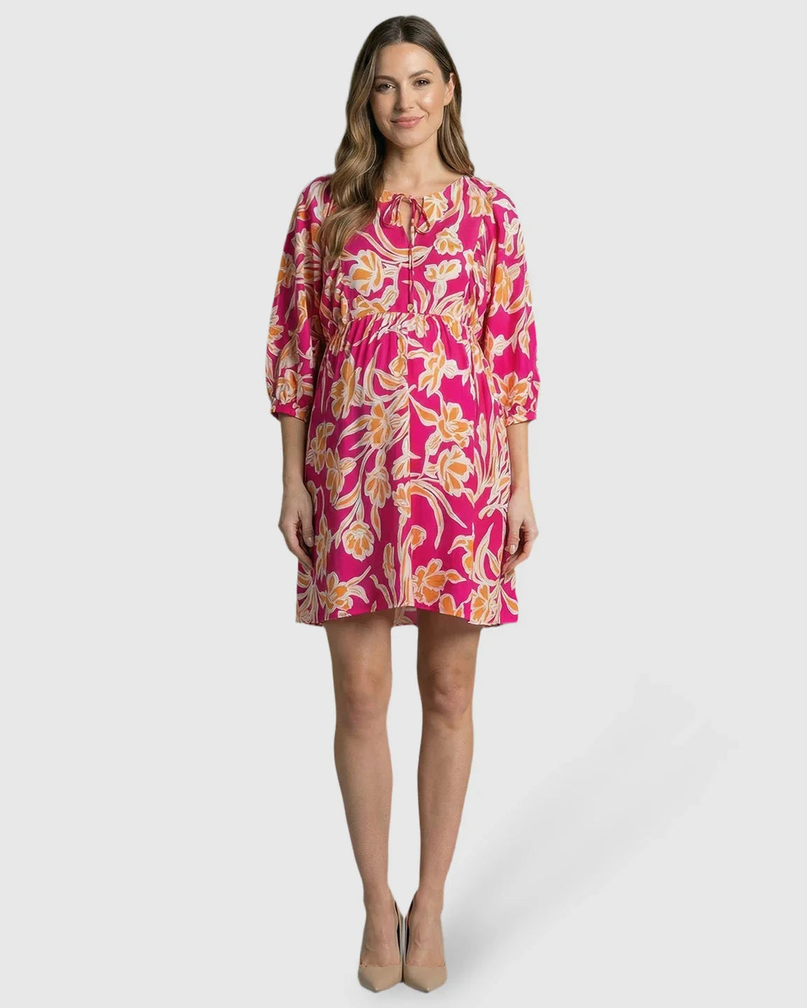Bump Society – The Comfort Collection: Lantern Sleeve Loose Fit Maternity Mini Dress