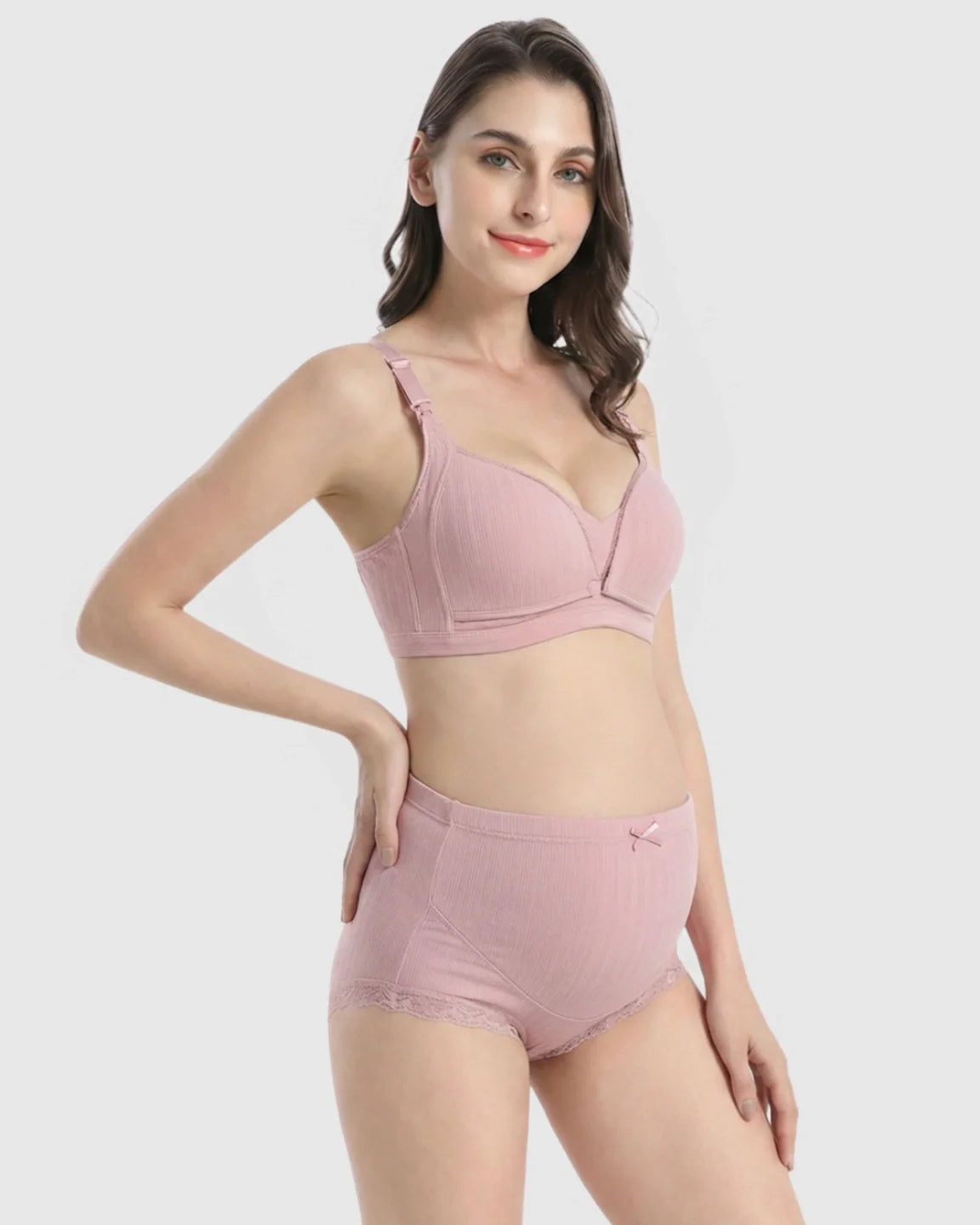 Bump Society – The Nursing Collection: Wire-Free Breathable High-Waist Maternity Nursing Bra & Panty Set