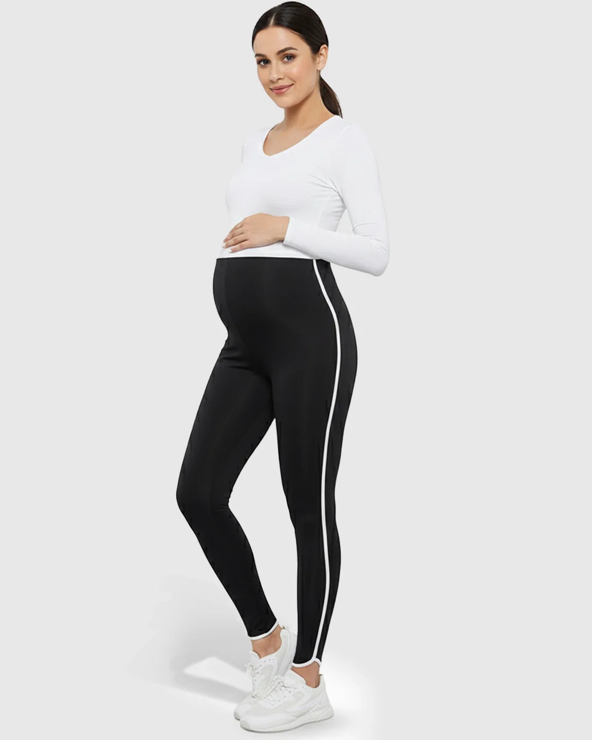 Bump Society – The Comfort Collection: Shaping Side-Stripe Maternity Leggings