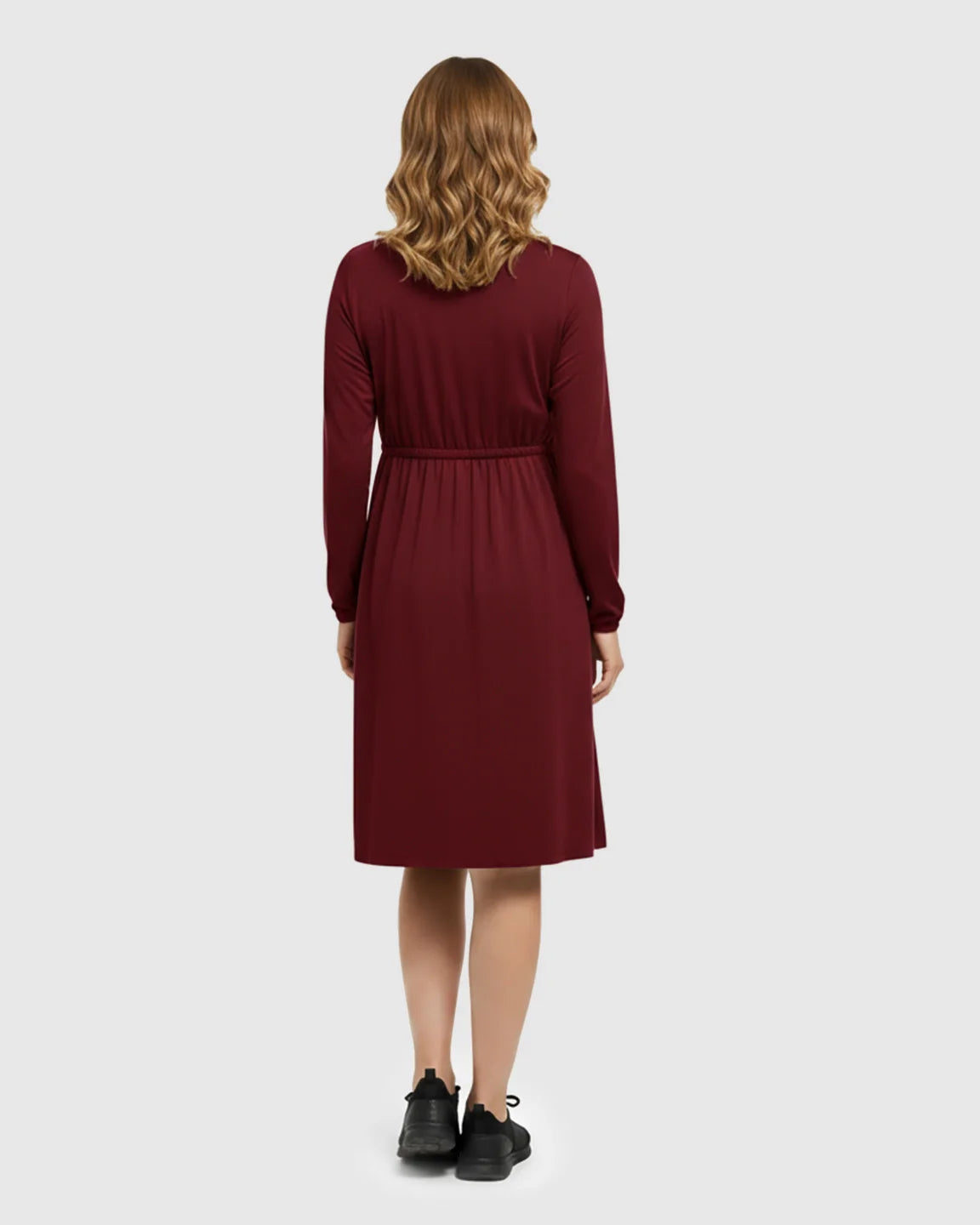Bump Society – The Comfort Collection: Button-Front Drawstring Waist Maternity Dress