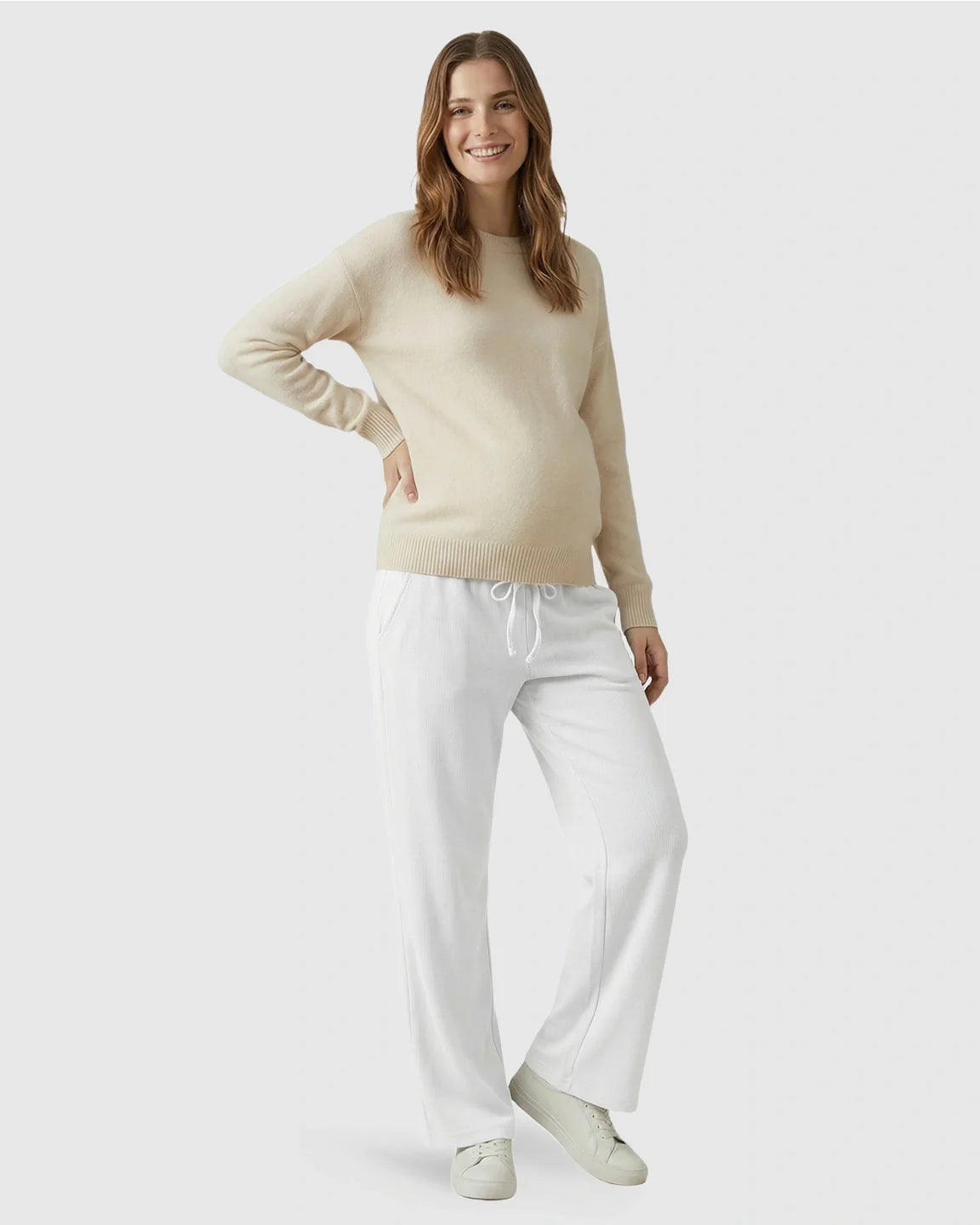 Bump Society – The Comfort Collection: Waffle Knit Wide-Leg Maternity Pants