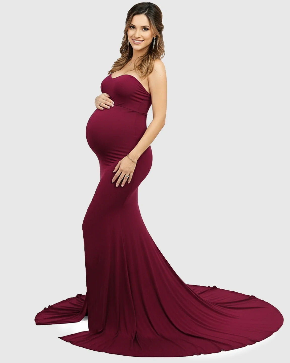 Bump Society – The Comfort Collection: Strapless Sweetheart Neckline Trumpet Silhouette Maternity Gown