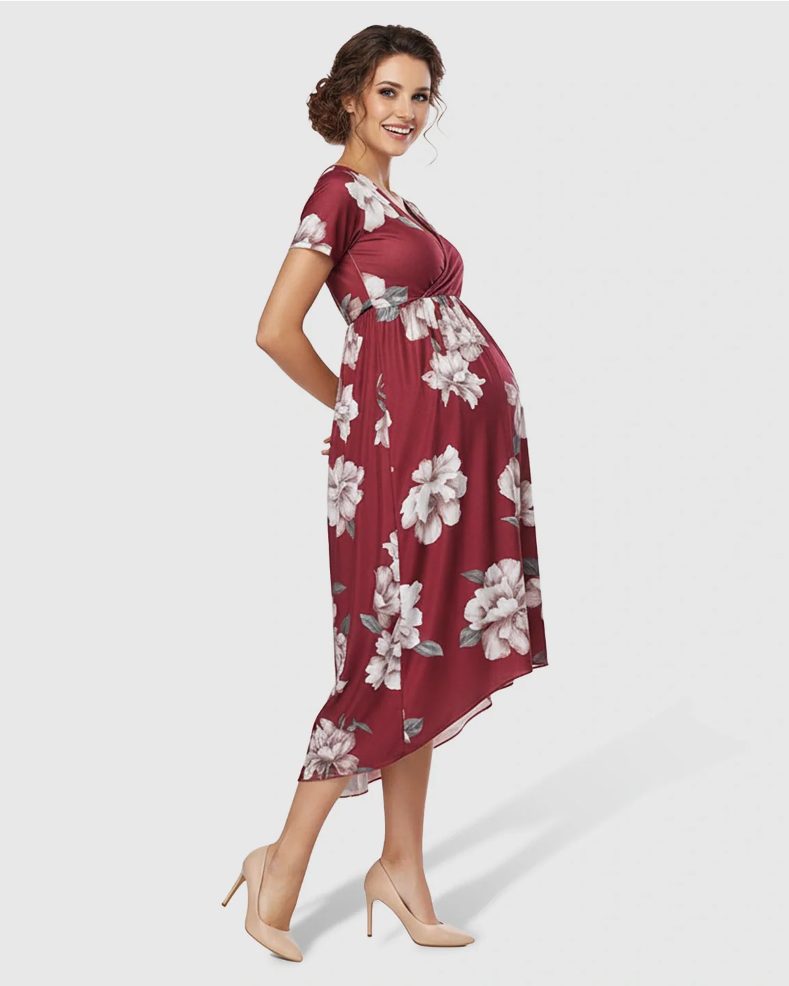 Bump Society – The Comfort Collection: Floral Print Wrap Skirt Maternity Maxi Dress
