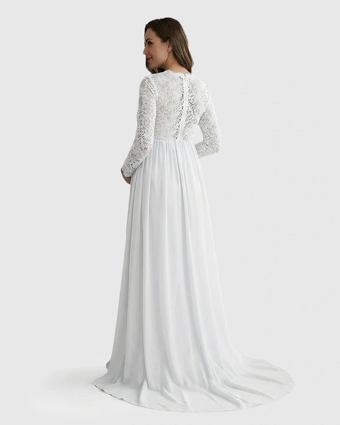 Bump Society – The Comfort Collection: Lace Bodice Trailing Skirt Maternity Photoshoot Gown