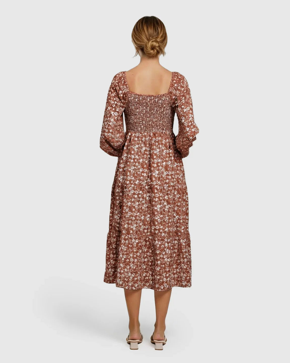 Bump Society – The Comfort Collection: Floral Print Chiffon Flowing Maternity Midi Dress