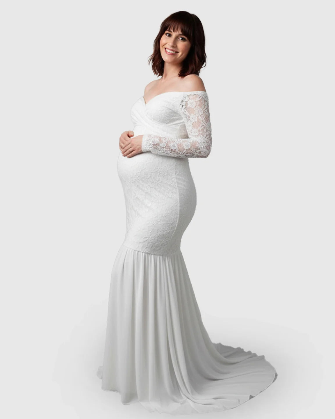 Bump Society – The Comfort Collection: Off Shoulder Wrap Maternity Photoshoot Gown
