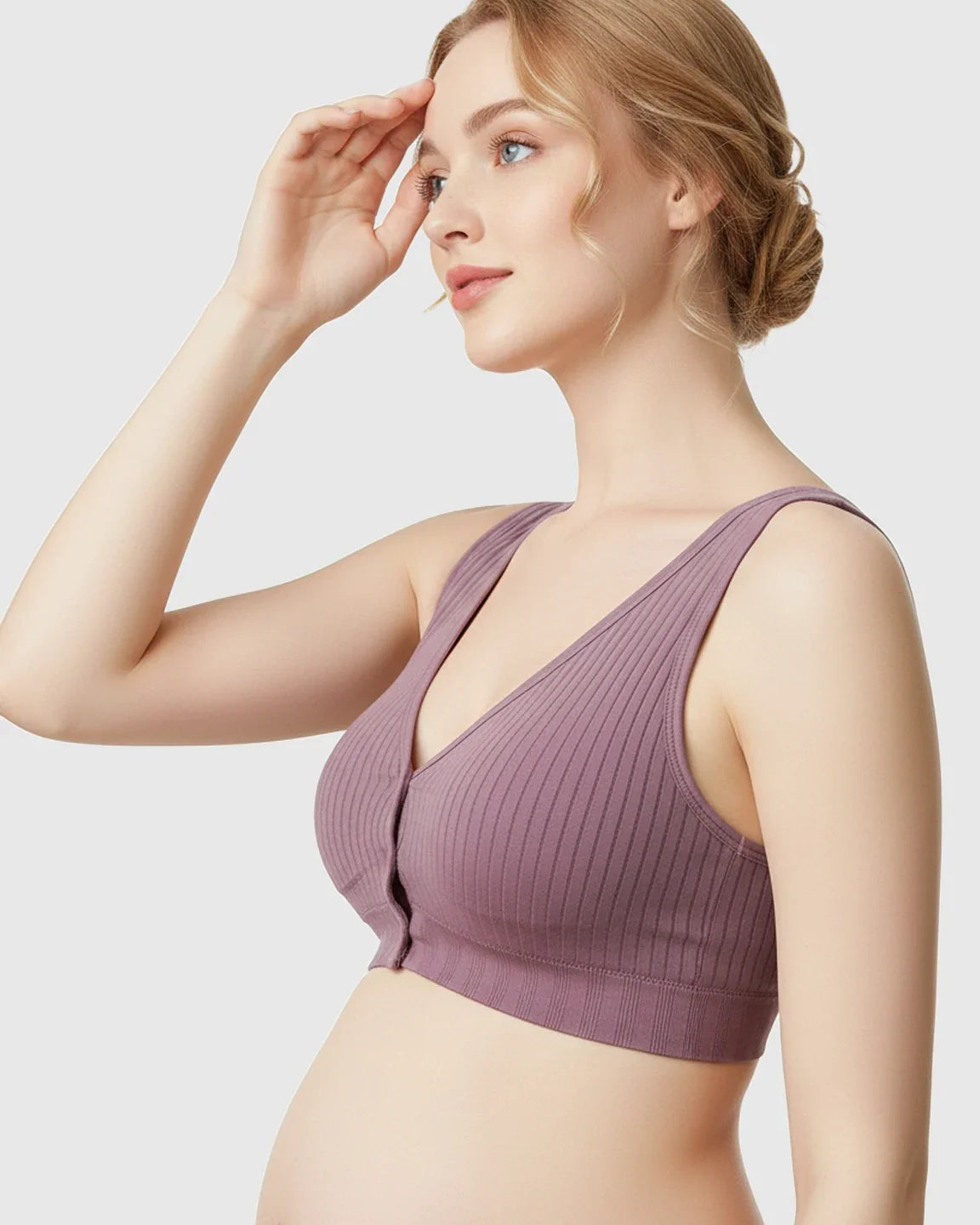 Bump Society – The Nursing Collection: Front-Button Ribbed Wireless Nursing Bra