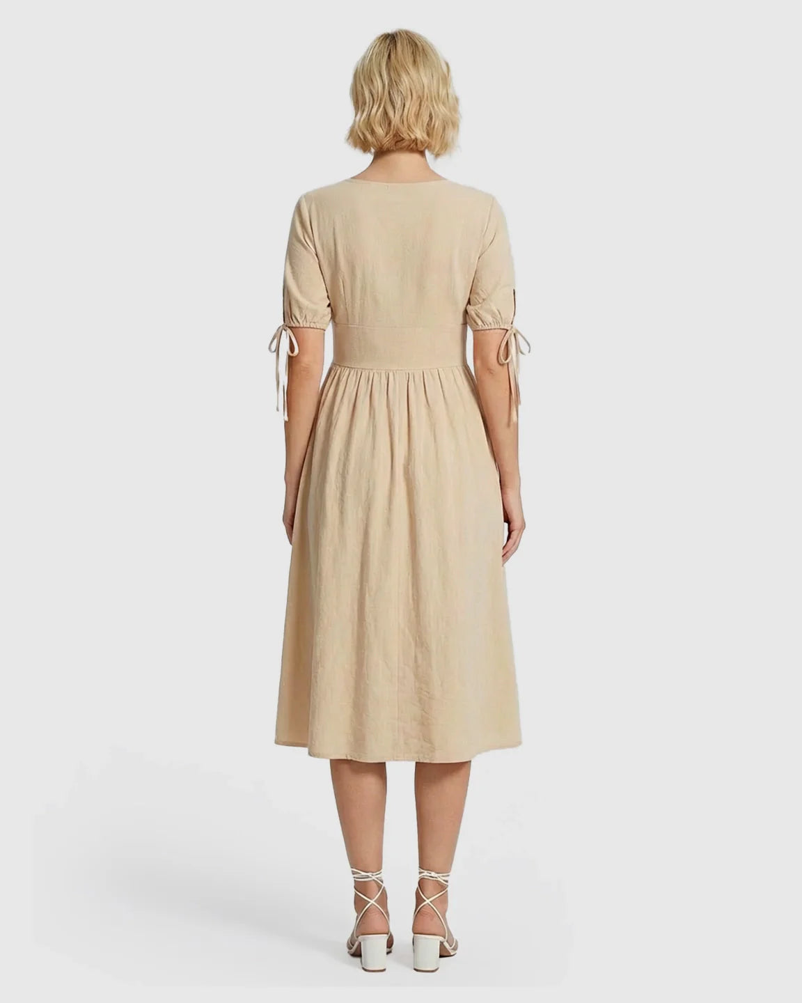 Bump Society – The Comfort Collection: Tie Sleeve A-Line Maternity Midi Dress