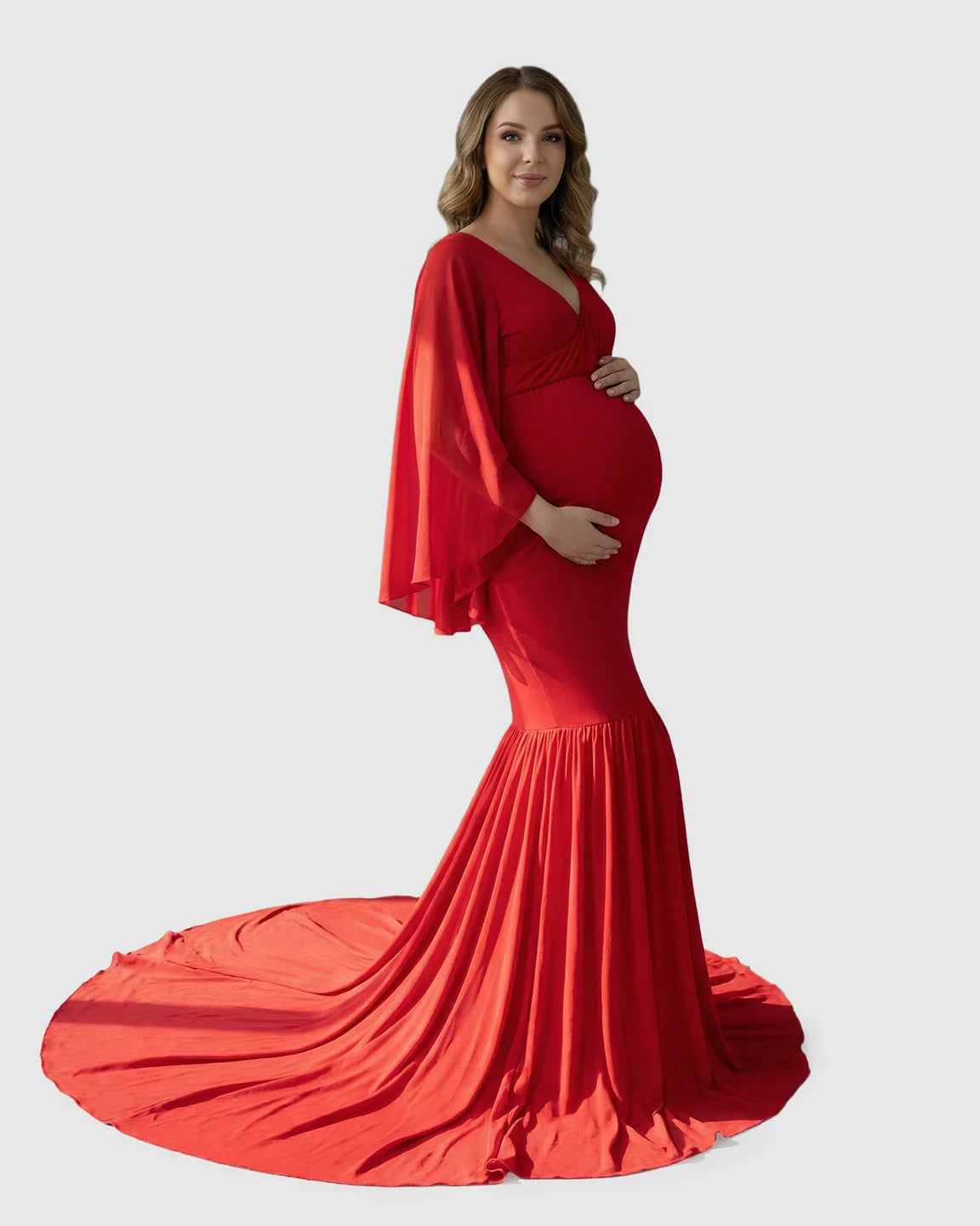 Bump Society – The Comfort Collection: Trailing Hem Elegant Maternity Photoshoot Gown