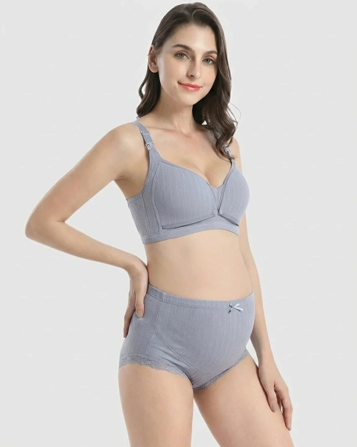 Bump Society – The Nursing Collection: Wire-Free Breathable High-Waist Maternity Nursing Bra & Panty Set