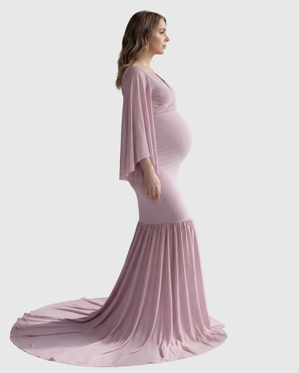 Bump Society – The Comfort Collection: Trailing Hem Elegant Maternity Photoshoot Gown