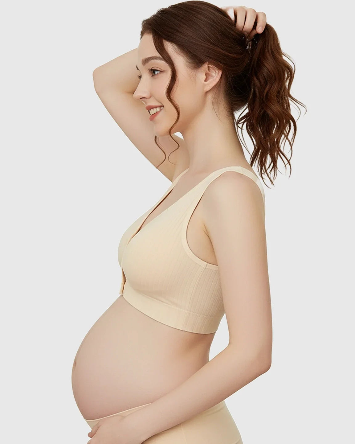 Bump Society – The Nursing Collection: Front-Button Ribbed Wireless Nursing Bra