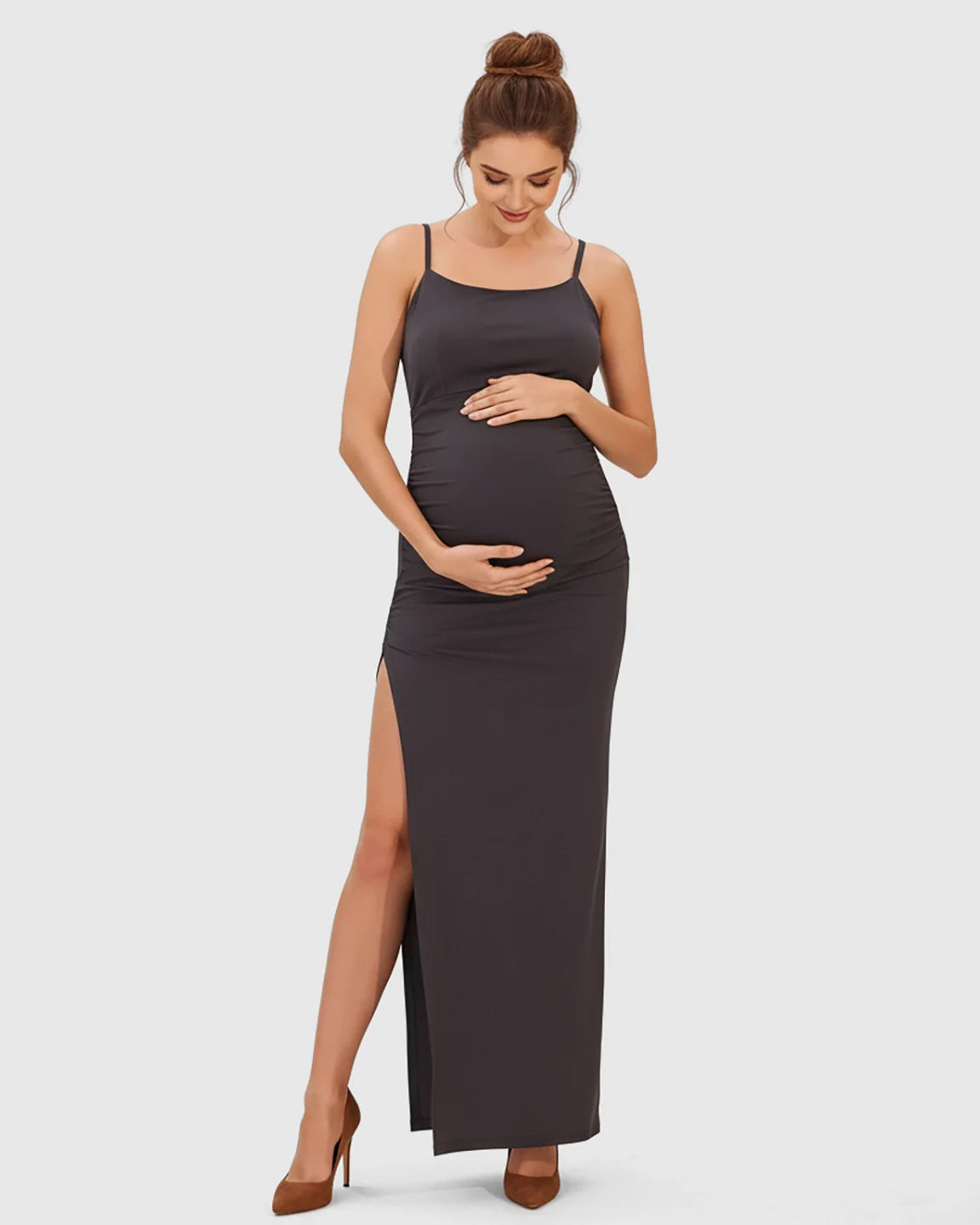 Bump Society – The Comfort Collection: Spaghetti Strap Bodycon Maternity Maxi Dress