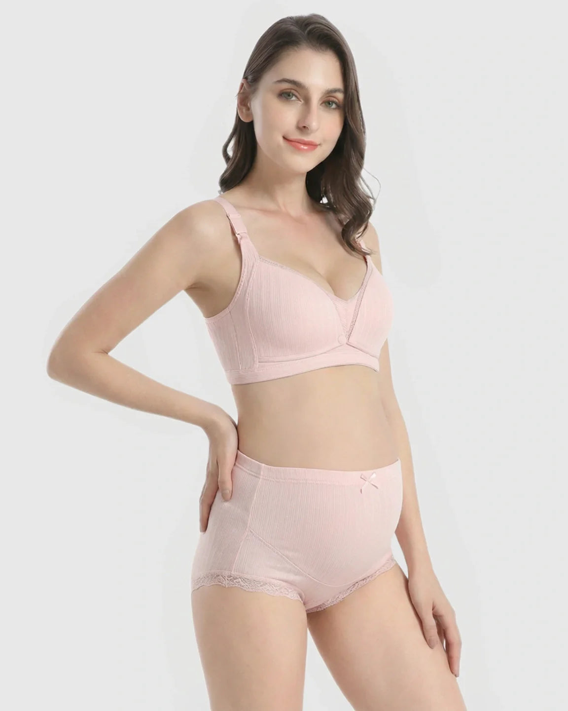 Bump Society – The Nursing Collection: Wire-Free Breathable High-Waist Maternity Nursing Bra & Panty Set