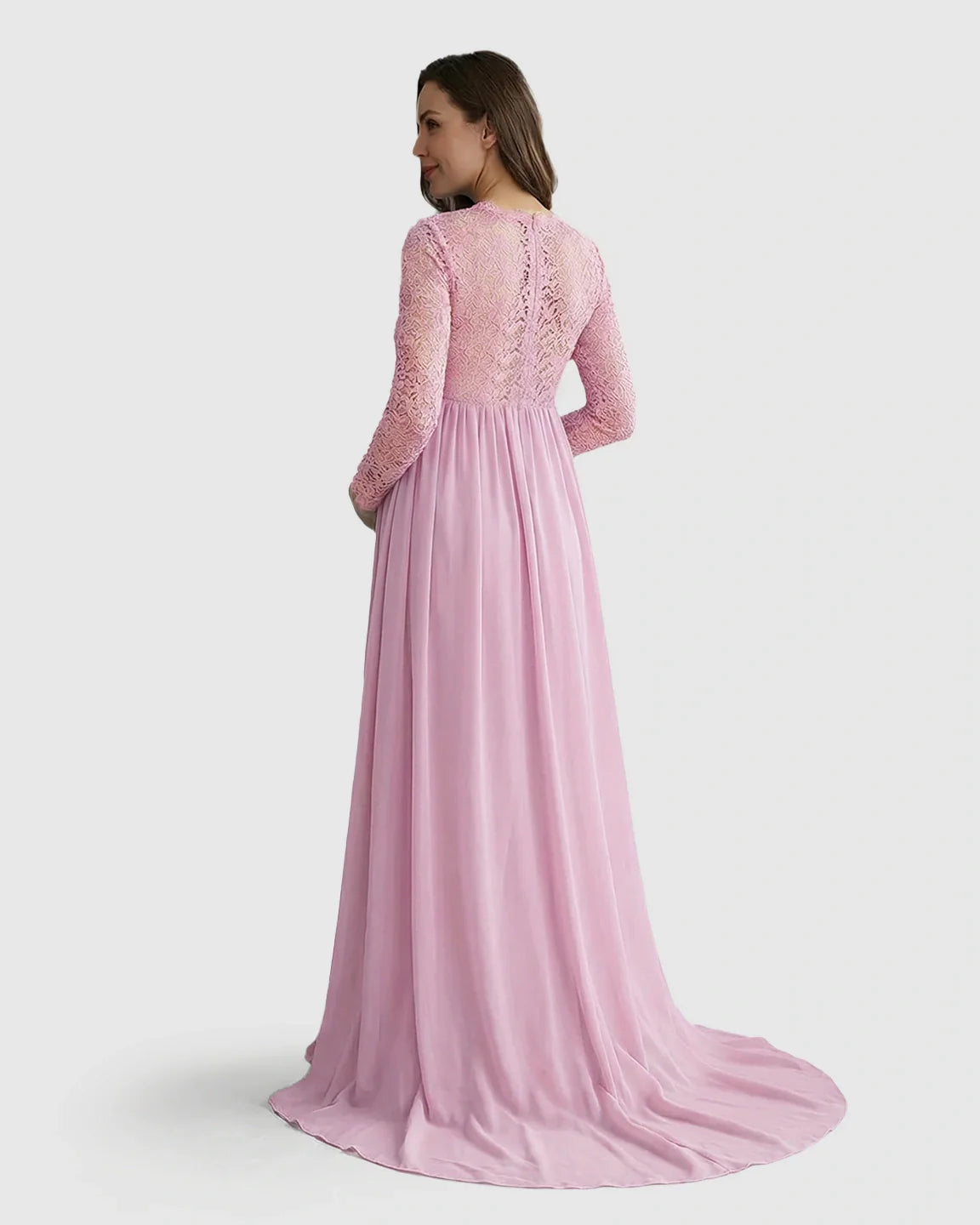 Bump Society – The Comfort Collection: Lace Bodice Trailing Skirt Maternity Photoshoot Gown