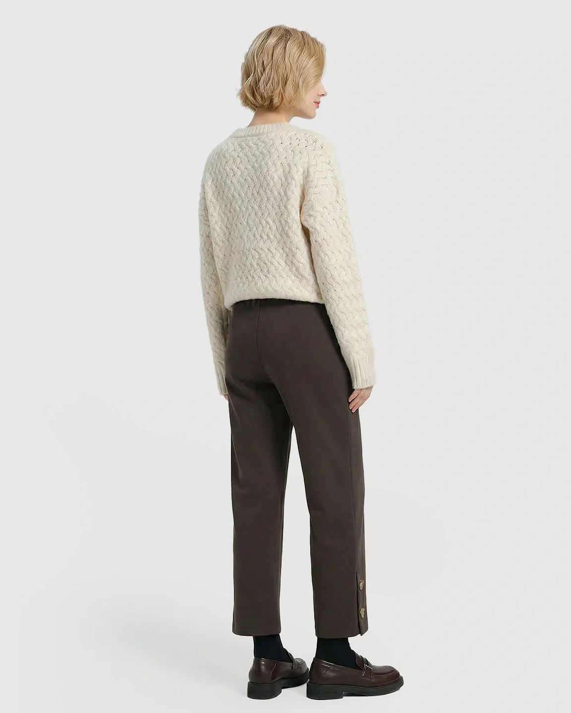 Bump Society – The Comfort Collection: Button Detail Cropped Maternity Trousers