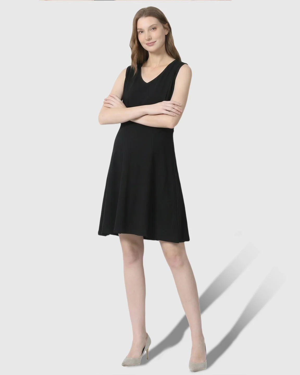 Bump Society – The Nursing Collection: Zip-Up Nursing Access Minimalist Maternity Mini Dress