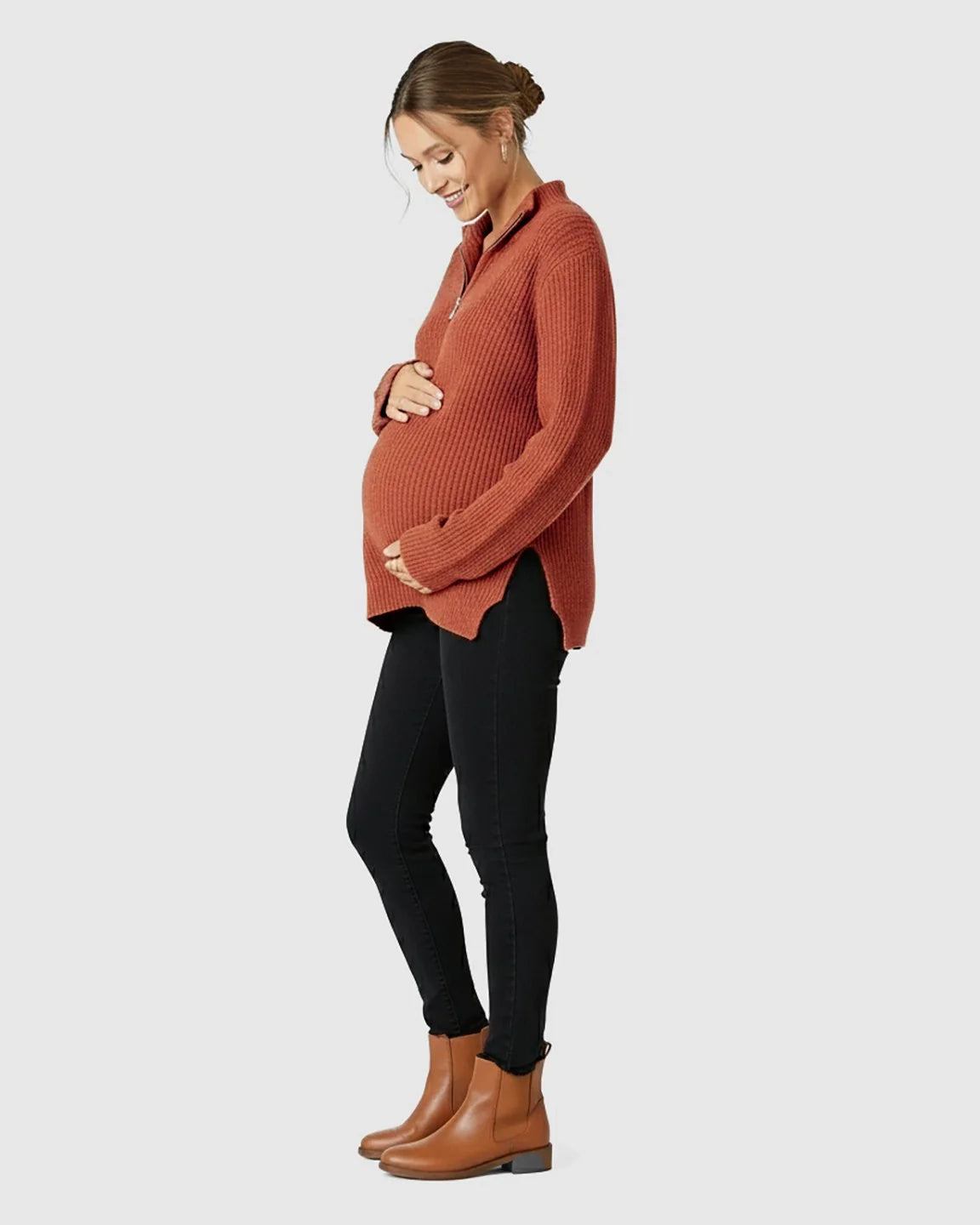 Bump Society – The Comfort Collection: Ribbed Knit Half-Zip Maternity Sweater