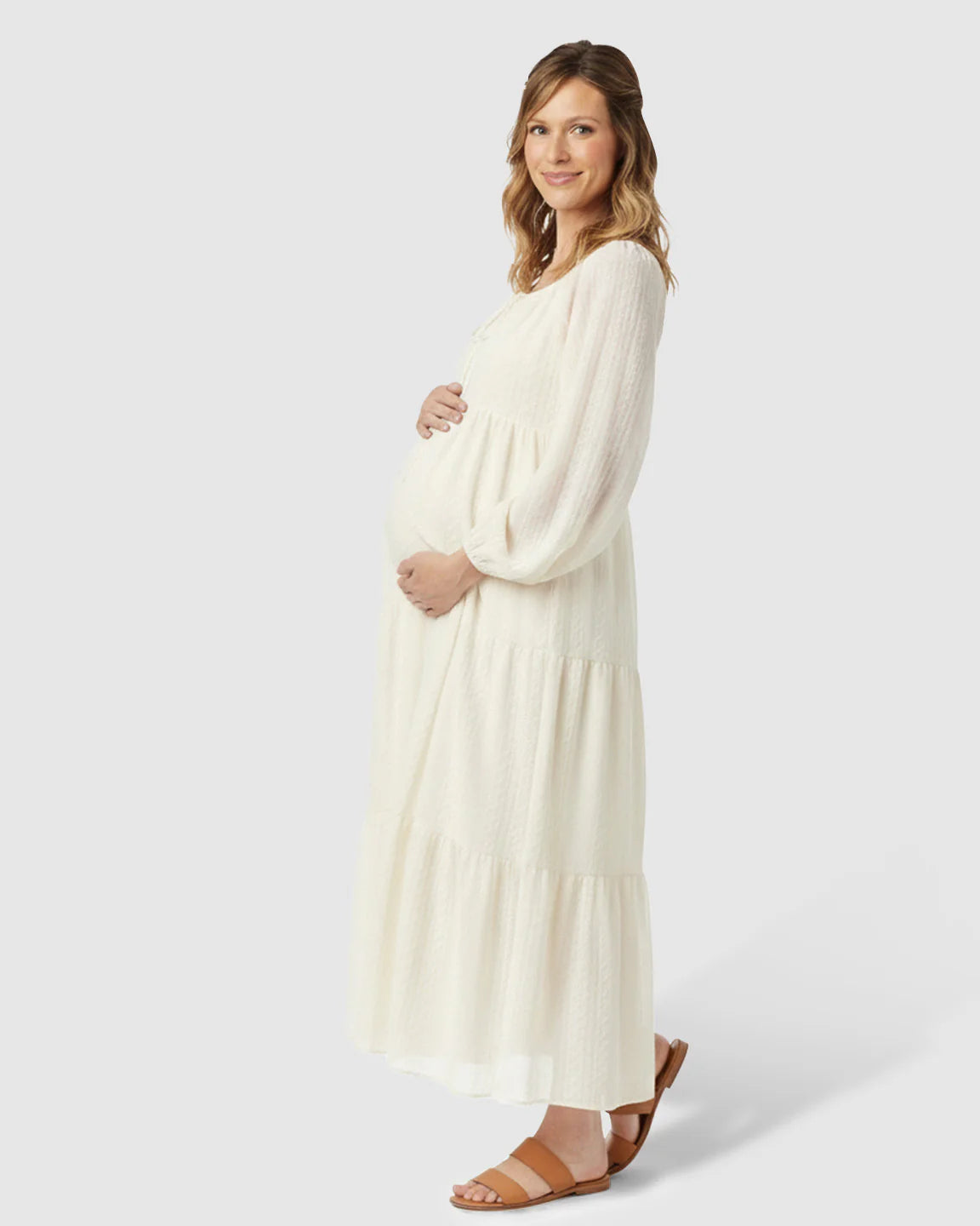 Bump Society – The Comfort Collection: Square Neck Flared Long Sleeve Maternity Dress