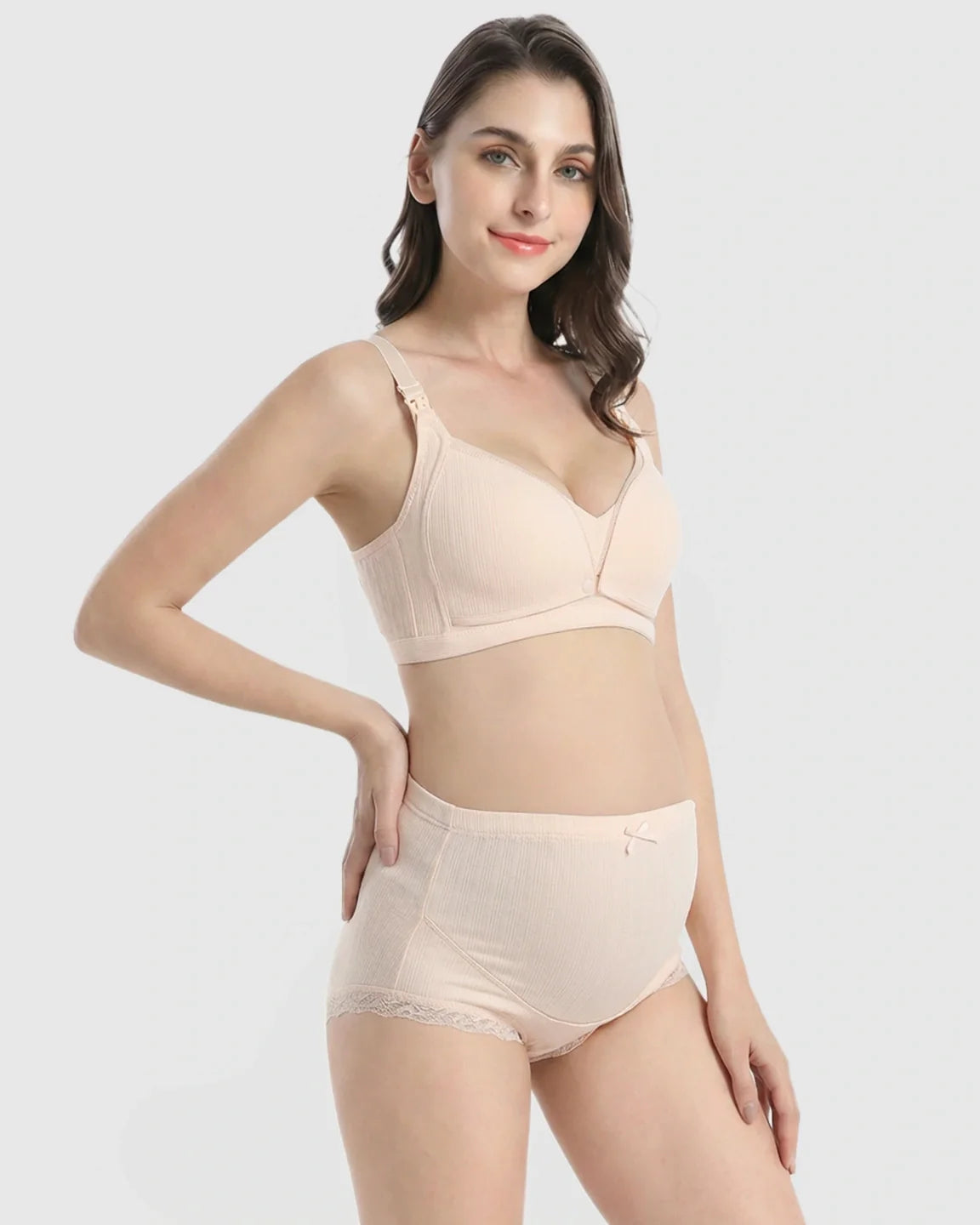 Bump Society – The Nursing Collection: Wire-Free Breathable High-Waist Maternity Nursing Bra & Panty Set
