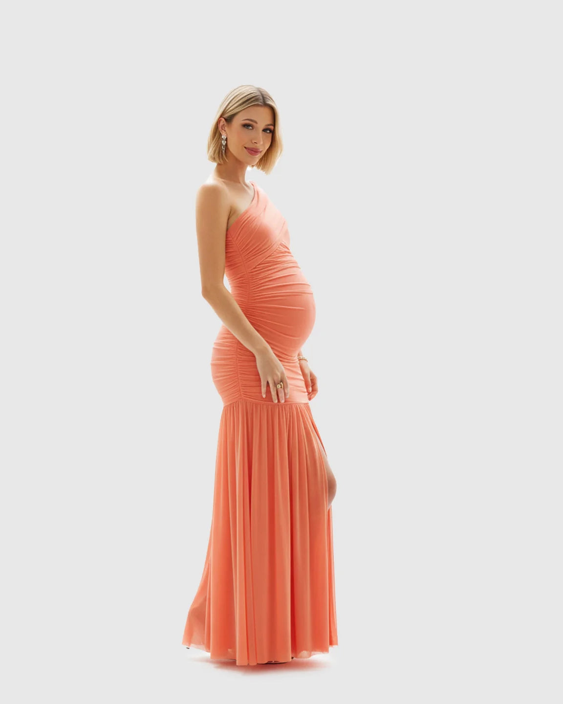 Bump Society – The Comfort Collection: Ruched One-Shoulder Maternity Gown