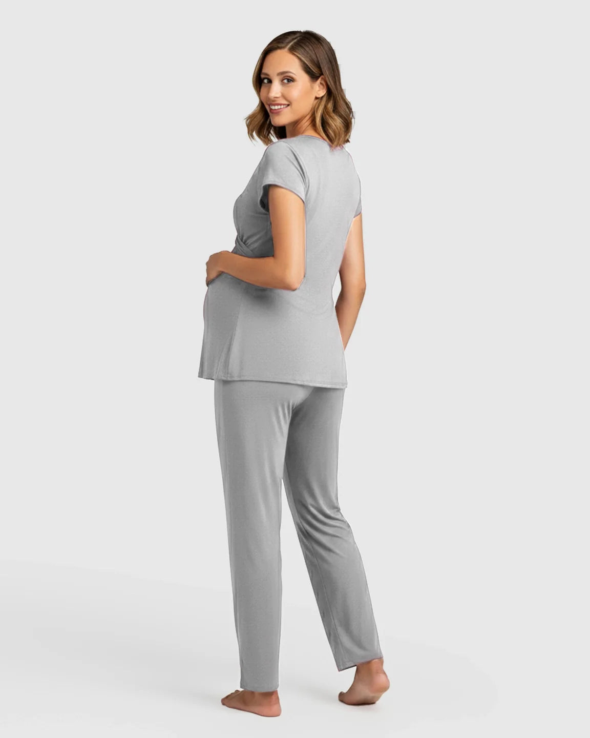Bump Society – The Nursing Collection: Wrap V Neck Maternity Nursing Loungewear Set