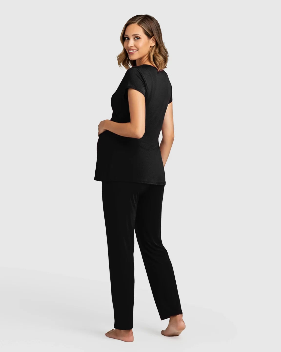 Bump Society – The Nursing Collection: Wrap V Neck Maternity Nursing Loungewear Set