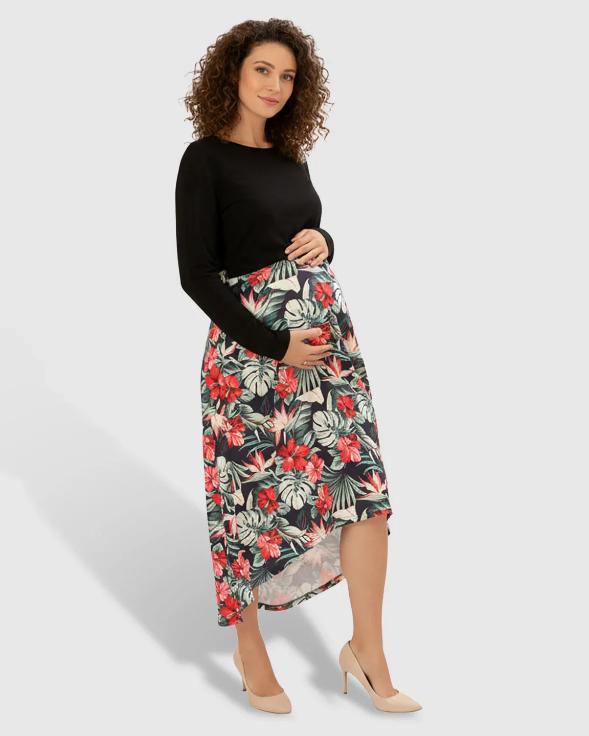 Bump Society – The Nursing Collection: Two-Piece Floral Nursing & Maternity Maxi Dress