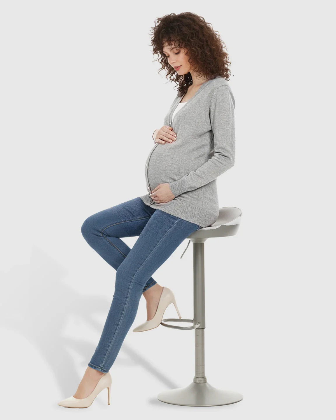 Bump Society – The Comfort Collection: Button-Front V-Neck Maternity Cardigan