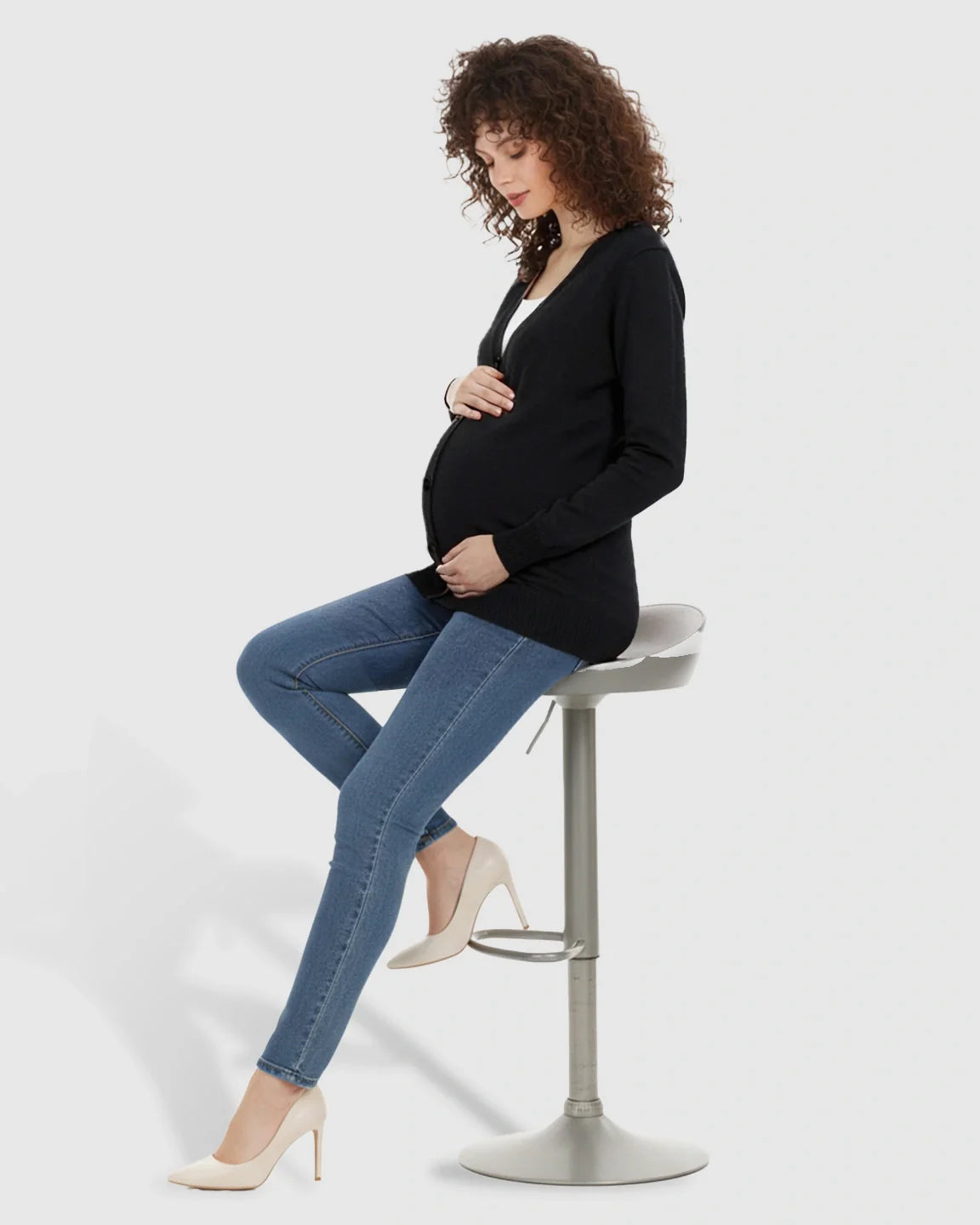 Bump Society – The Comfort Collection: Button-Front V-Neck Maternity Cardigan