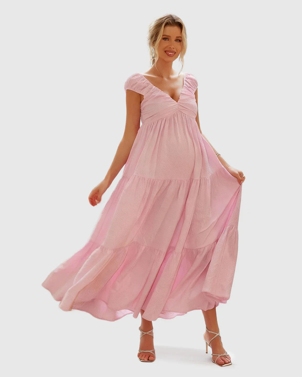 Bump Society – The Comfort Collection: Chiffon Tiered Maternity Maxi Dress