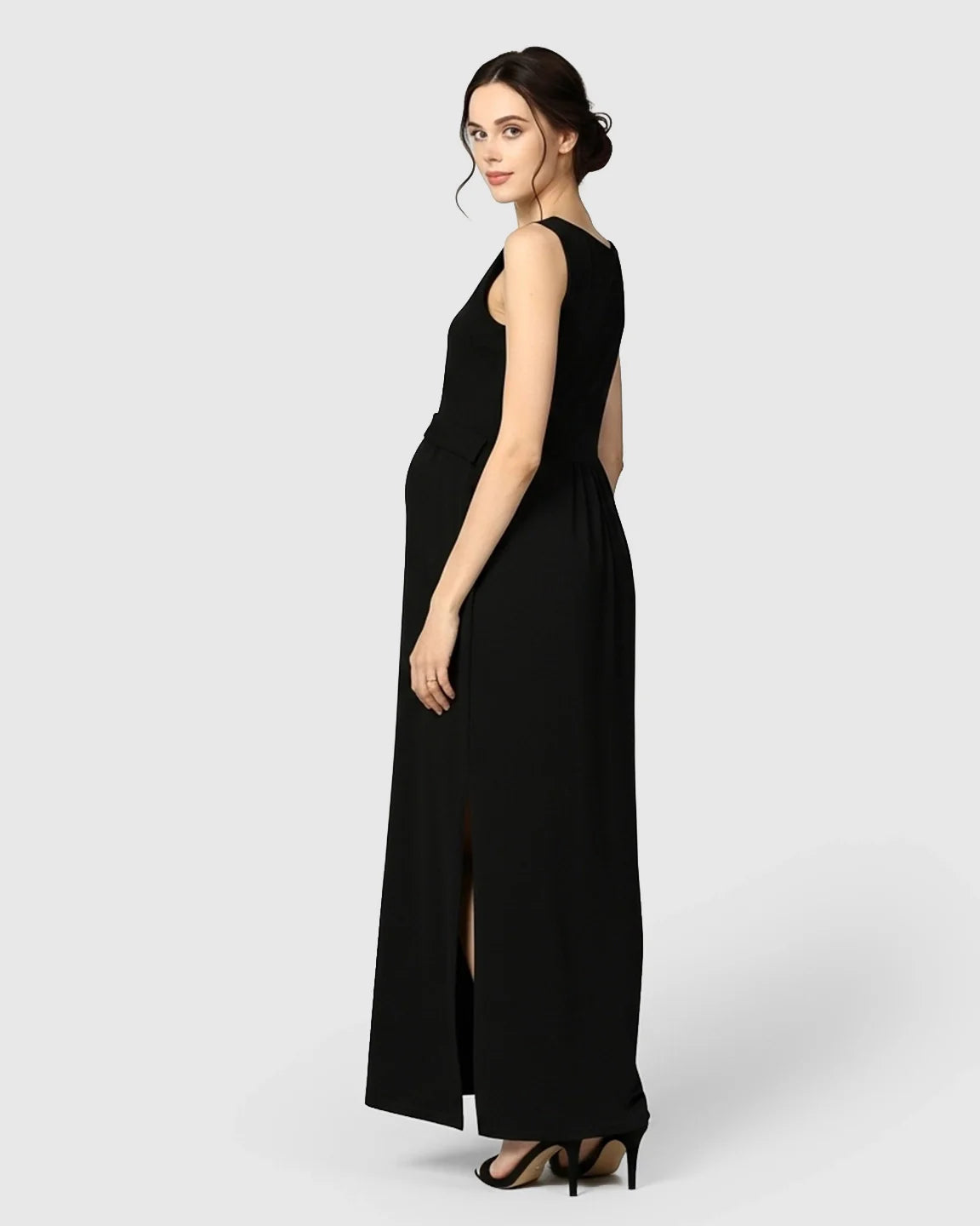 Bump Society – The Comfort Collection: Side-Slit Casual Maternity Maxi Dress