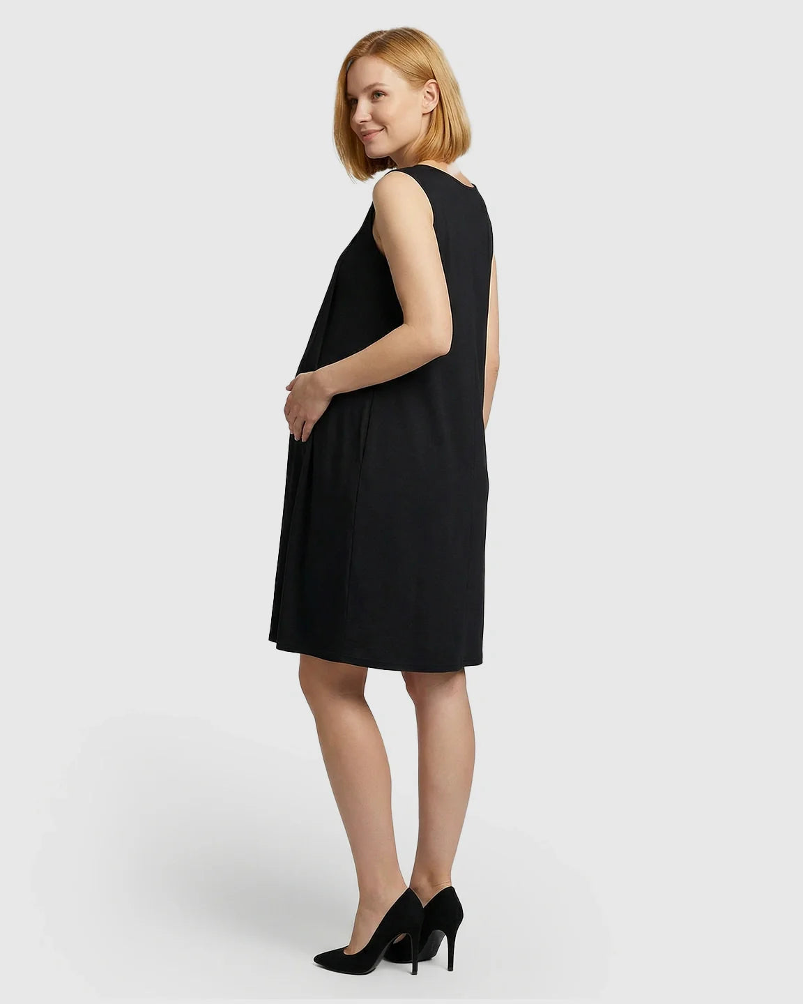 Bump Society – The Nursing Collection: Discreet Nursing Opening Casual Maternity Midi Dress