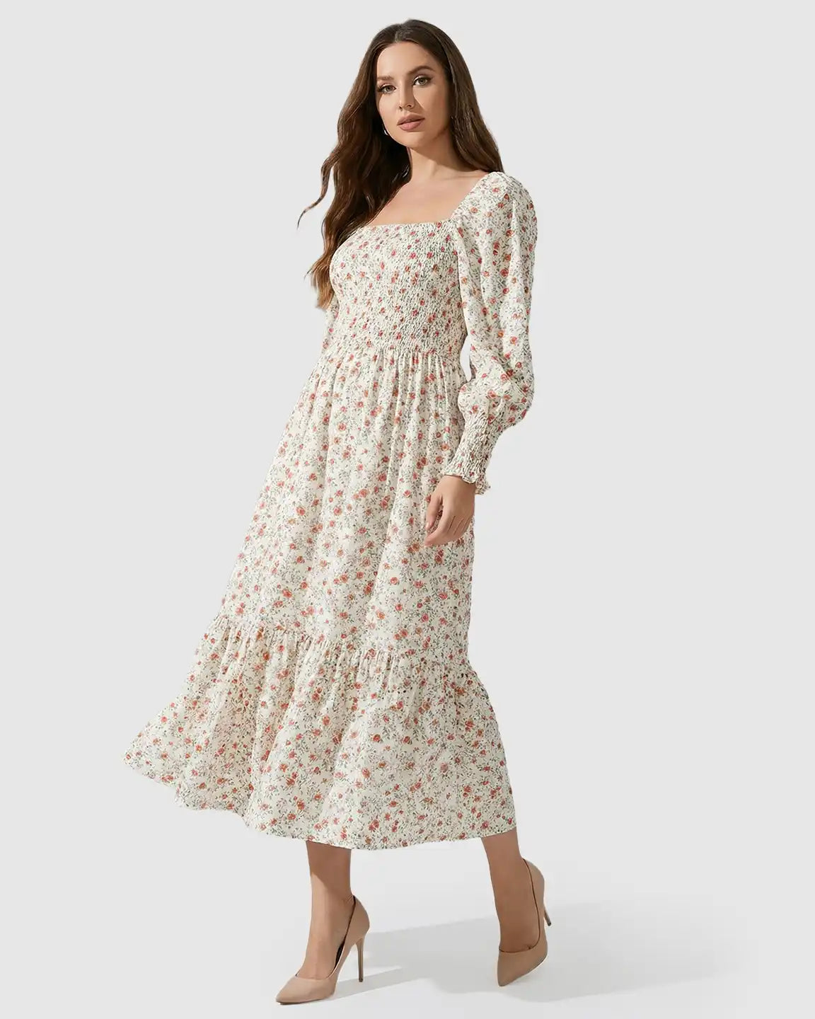 Bump Society – The Comfort Collection: Smocked Boho Style Maternity Midi Dress