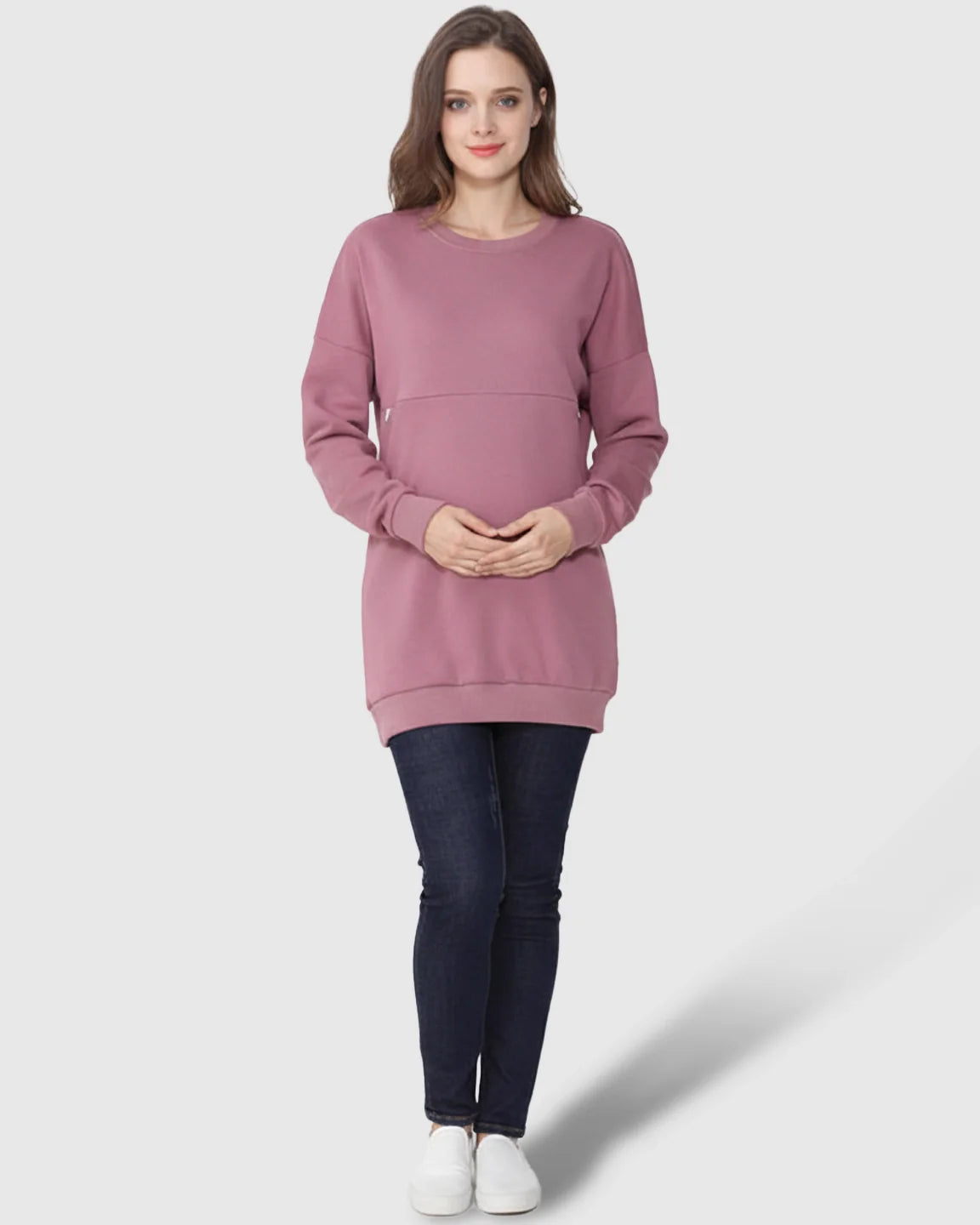 Bump Society – The Nursing Collection: Long-Sleeve Zipper Opening Maternity Nursing Top