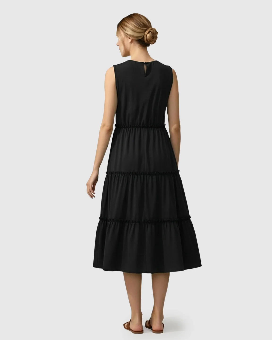 Bump Society – The Comfort Collection: Tiered Ruffle Skirt Casual Maternity Midi Dress