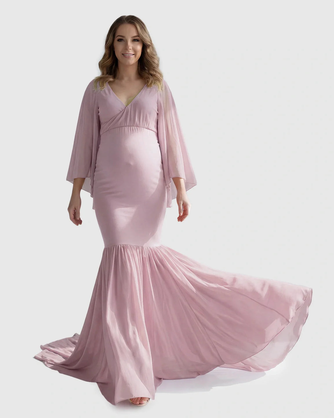 Bump Society – The Comfort Collection: Trailing Hem Elegant Maternity Photoshoot Gown