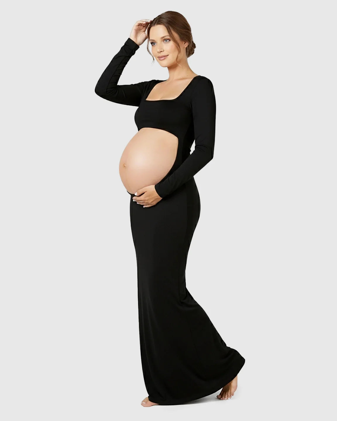 Bump Society – The Comfort Collection: Square Neck Cut Out Maternity Photoshoot Gown