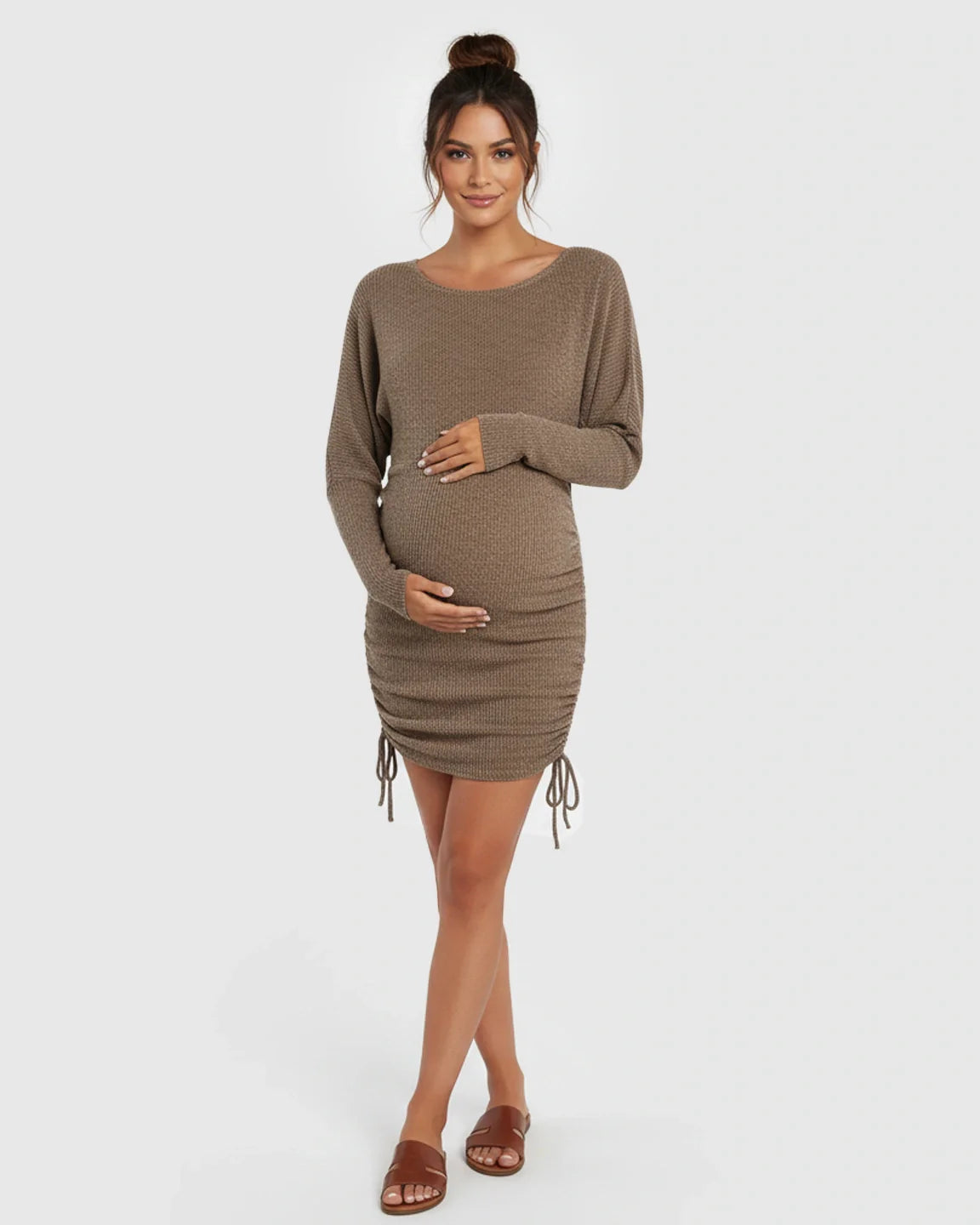 Bump Society – The Comfort Collection: Drawstring Knit Short Bodycon Maternity Dress