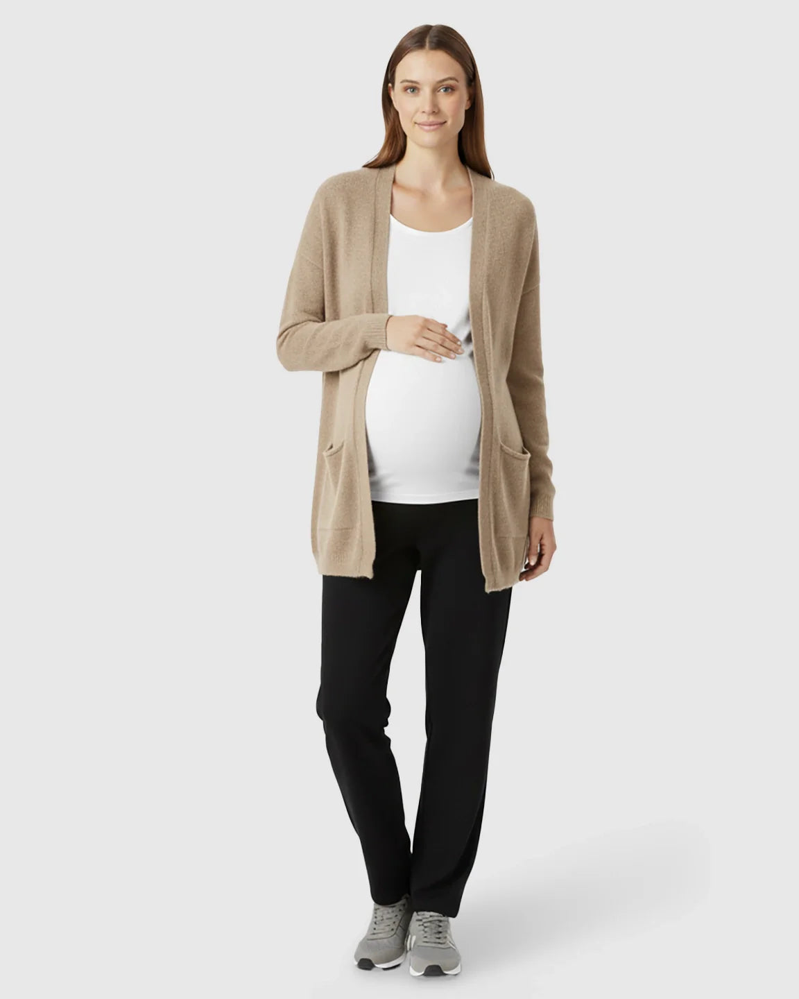Bump Society – The Comfort Collection: Cozy Wool Blend Long Knit Maternity Cardigan