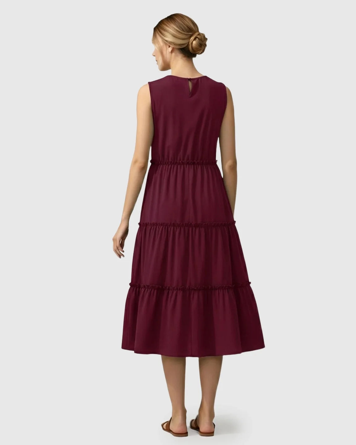 Bump Society – The Comfort Collection: Tiered Ruffle Skirt Casual Maternity Midi Dress