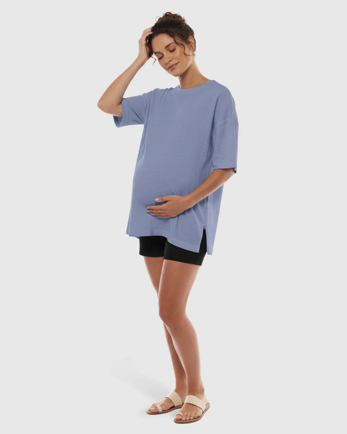 Bump Society – The Comfort Collection: Short Puff Sleeve Casual Maternity Maxi Dress