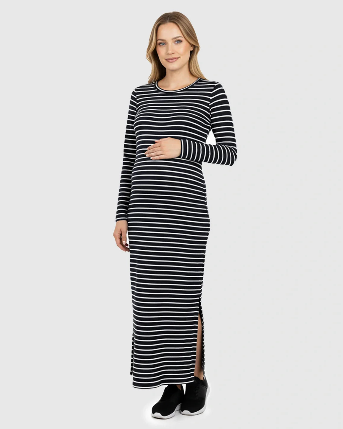 Bump Society – The Comfort Collection: Side Slit Bodycon Maternity Midi Dress