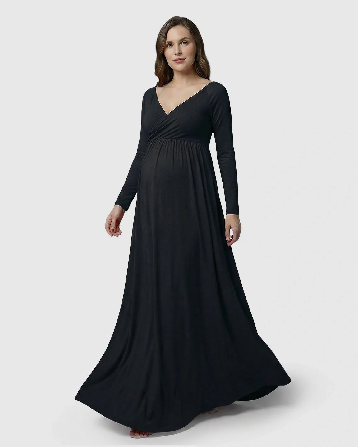 Bump Society – The Comfort Collection: Long-Sleeve Full Train Maternity Maxi Dress