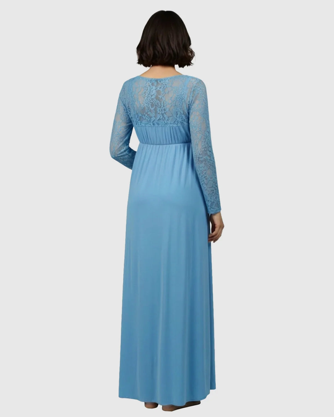 Bump Society – The Comfort Collection: Elegant Lace Floor-Length Maternity Photoshoot Dress