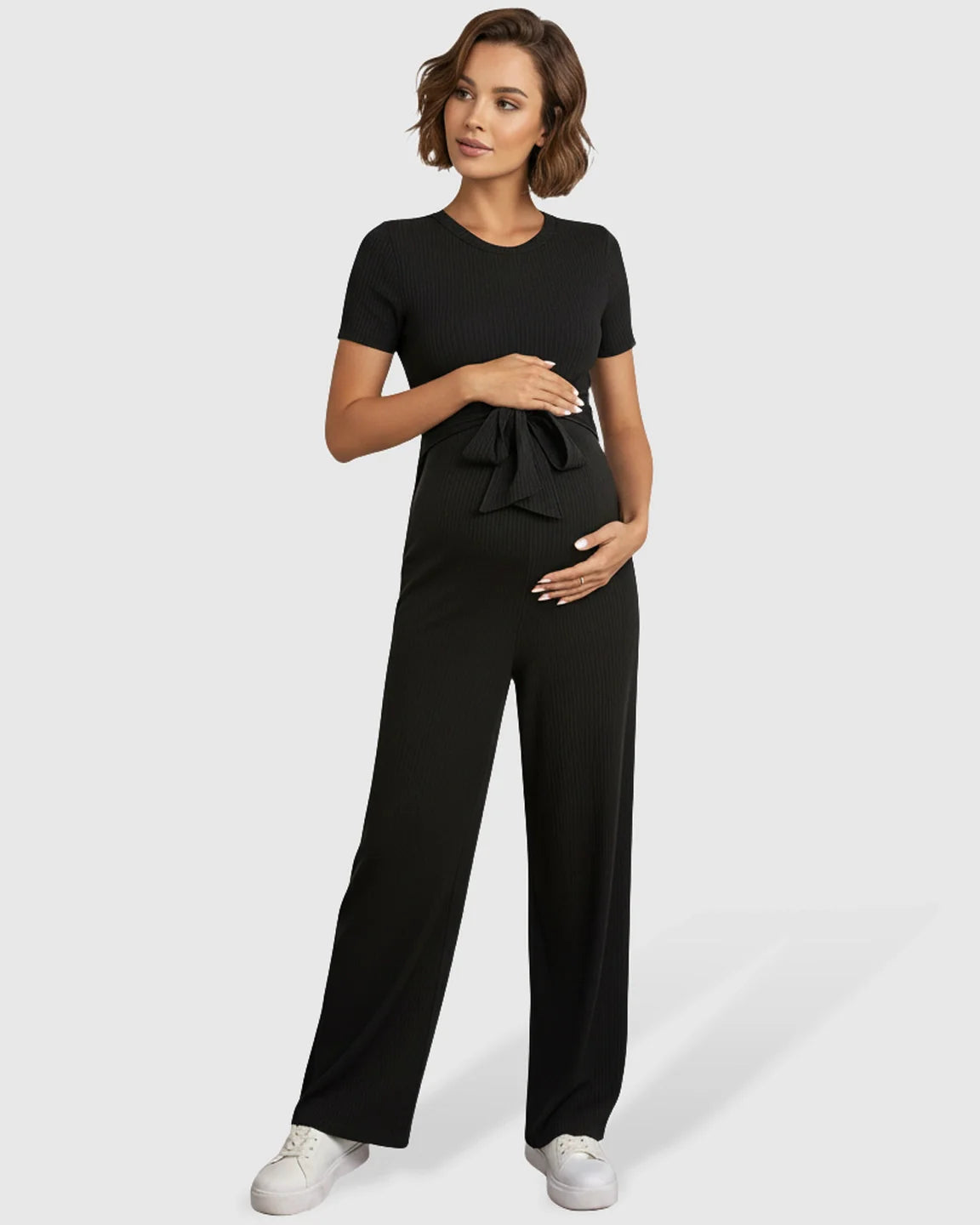 Bump Society – The Comfort Collection: Tie-Waist Sleek-Fit Maternity Jumpsuit